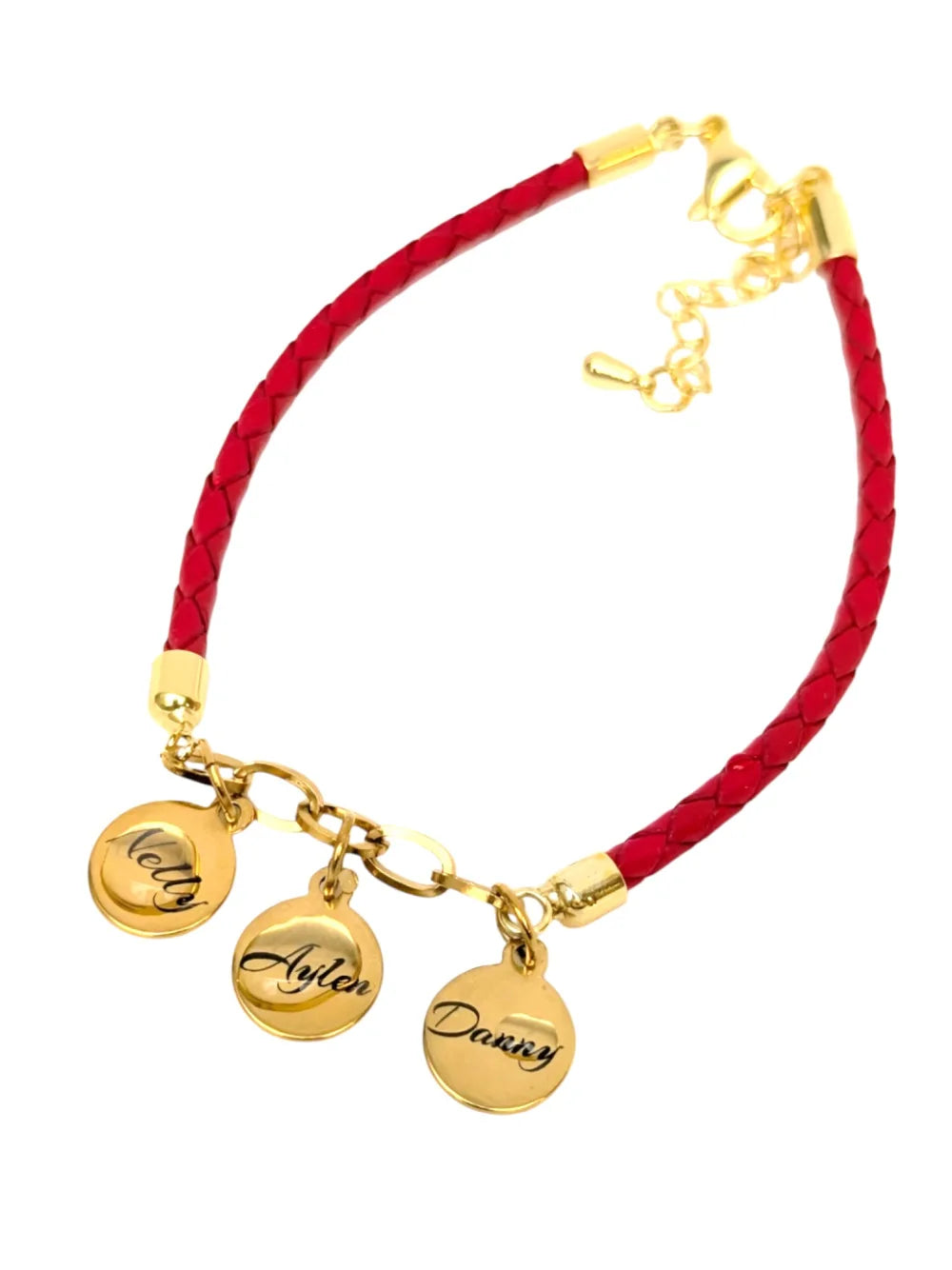 Familia Amada: Pulsera grabada con los nombres de la familia en acero y cuero