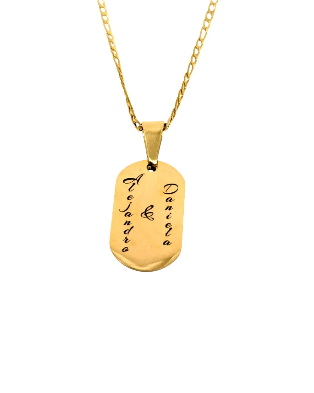 Placa Amor Grabado: Cadena con placa de acero grabada con mensaje personalizado