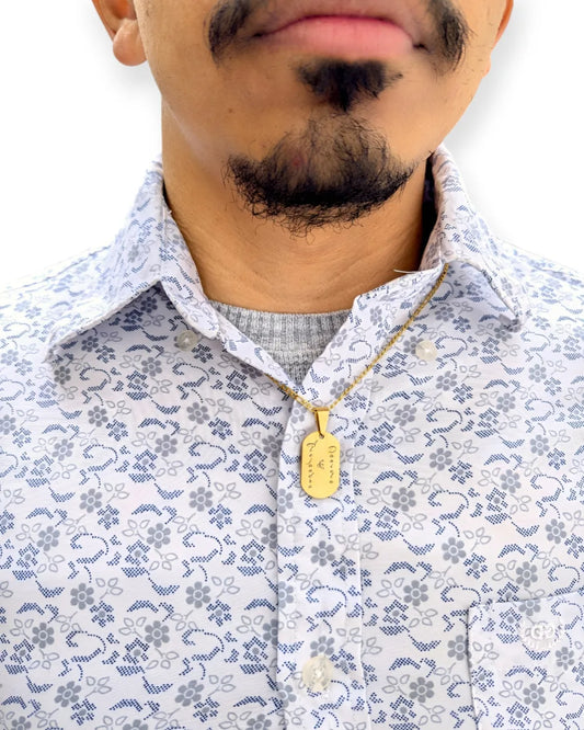 Placa Amor Grabado: Cadena con placa de acero grabada con mensaje personalizado