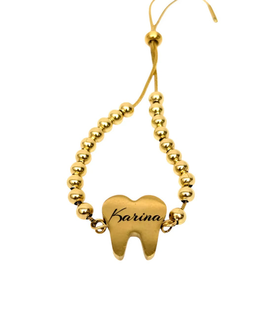 Pulsera Odonto Love: Pulsera en forma de diente de acero con mensaje personalizado