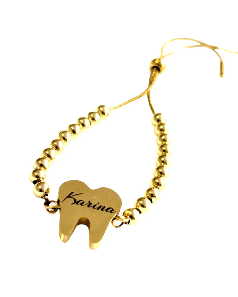 Pulsera Odonto Love: Pulsera en forma de diente de acero con mensaje personalizado