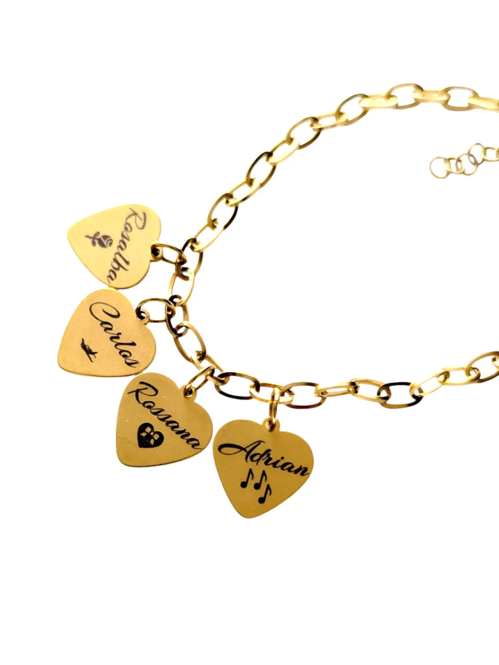 Pulsera Latidos de Familia: Pulsera de acero con nombres en corazón de la familia