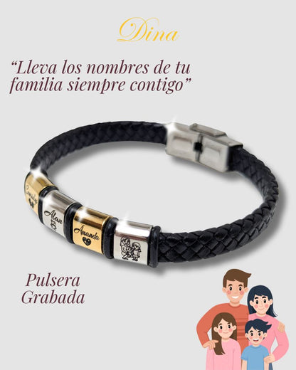 Pulsera horizontal de hombre con los nombres de la familia