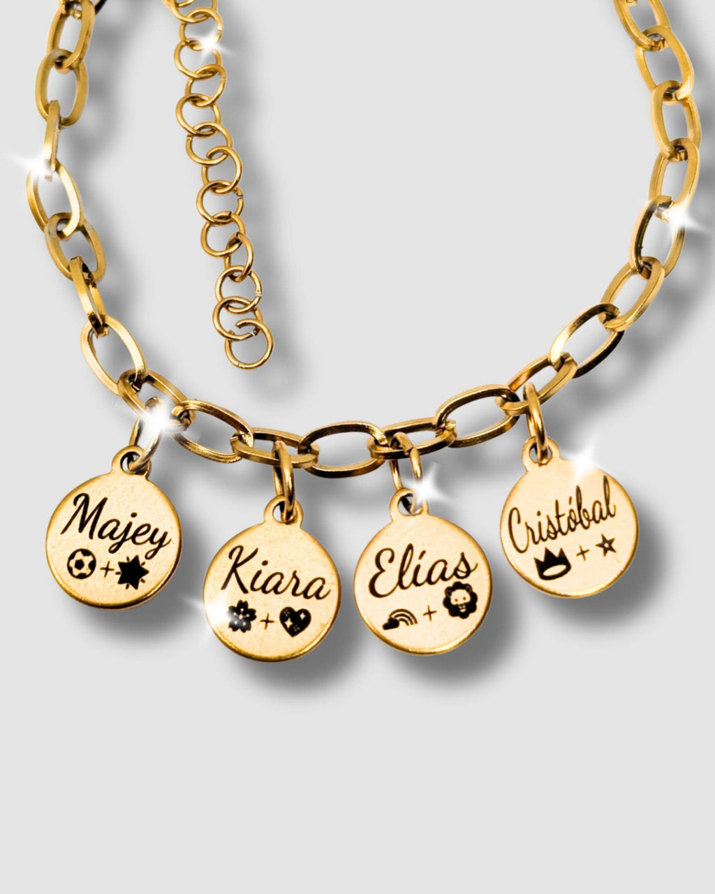 Pulsera con placas redondas de la familia