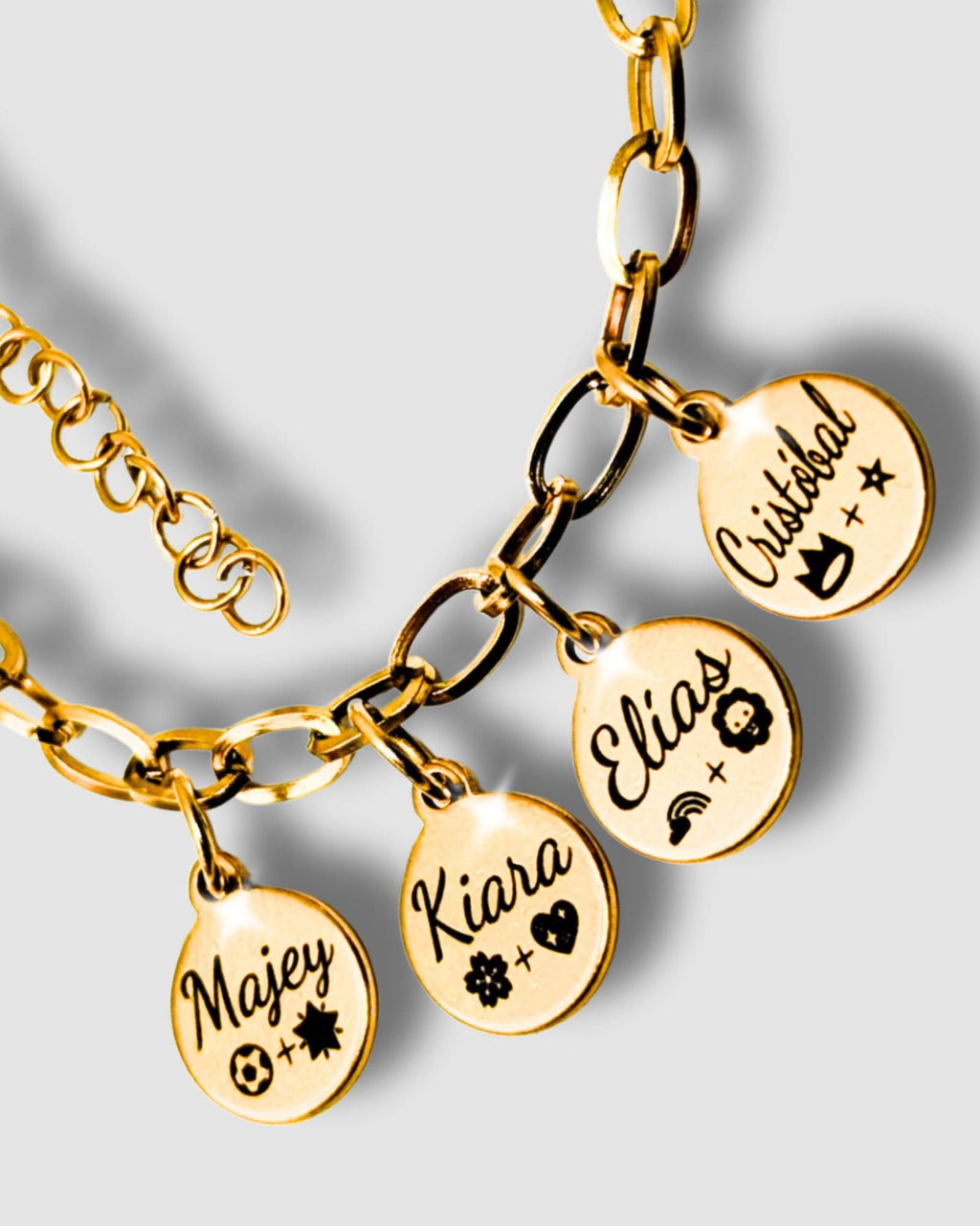 Pulsera con placas redondas de la familia