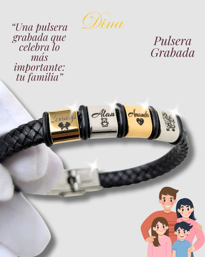 Pulsera horizontal de hombre con los nombres de la familia