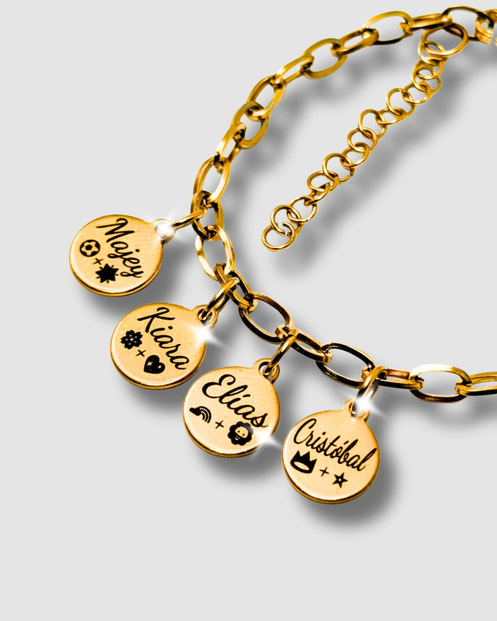 Pulsera con placas redondas de la familia