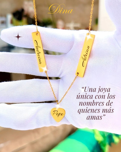 Mi Familia de Oro: Collar con placas de nombre de la familia