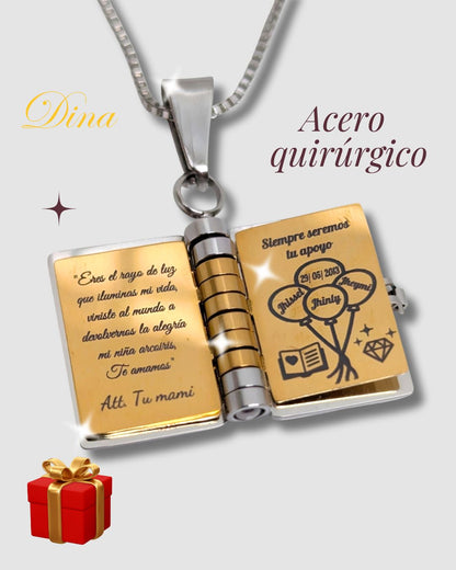 Libro dedicatoria: Grabado a laser, en acero quirúrgico