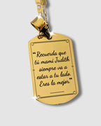 Necklace with photo in realistic format and message on the back