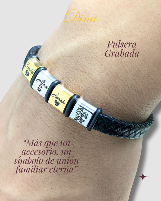 Pulsera horizontal de hombre con los nombres de la familia
