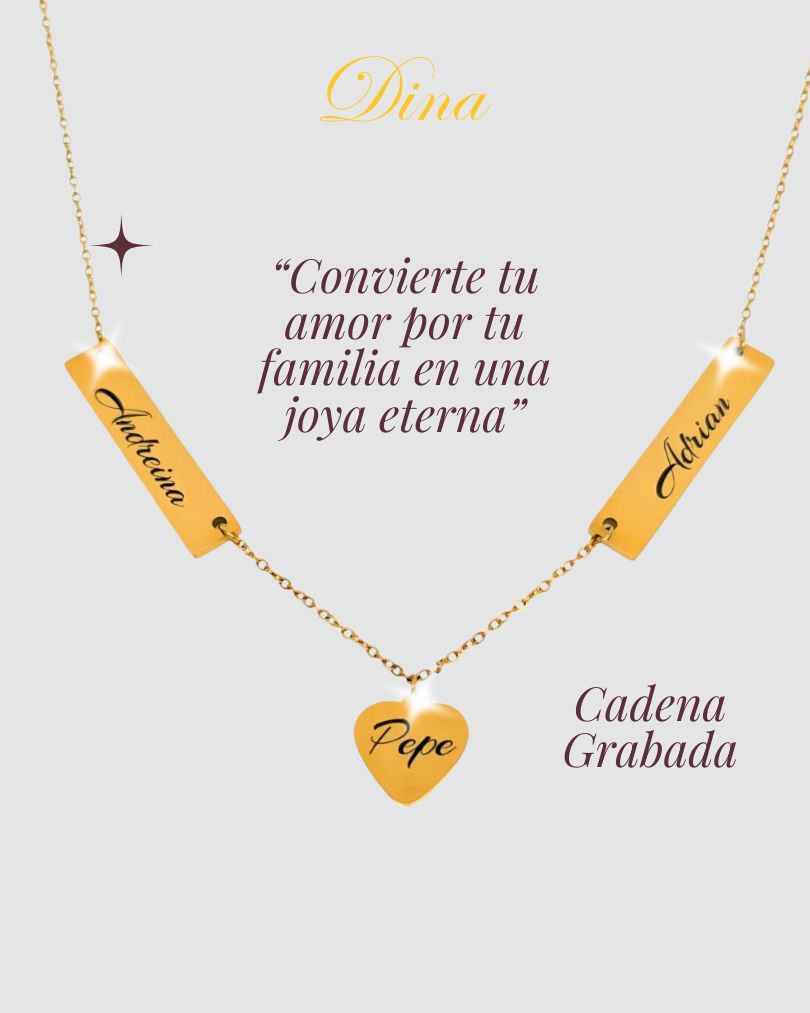 Mi Familia de Oro: Collar con placas de nombre de la familia