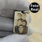 Necklace with photo in realistic format and message on the back
