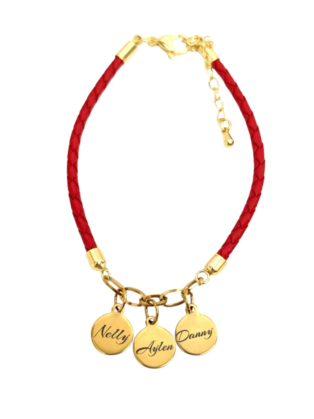 Familia Amada: Pulsera grabada con los nombres de la familia en acero y cuero