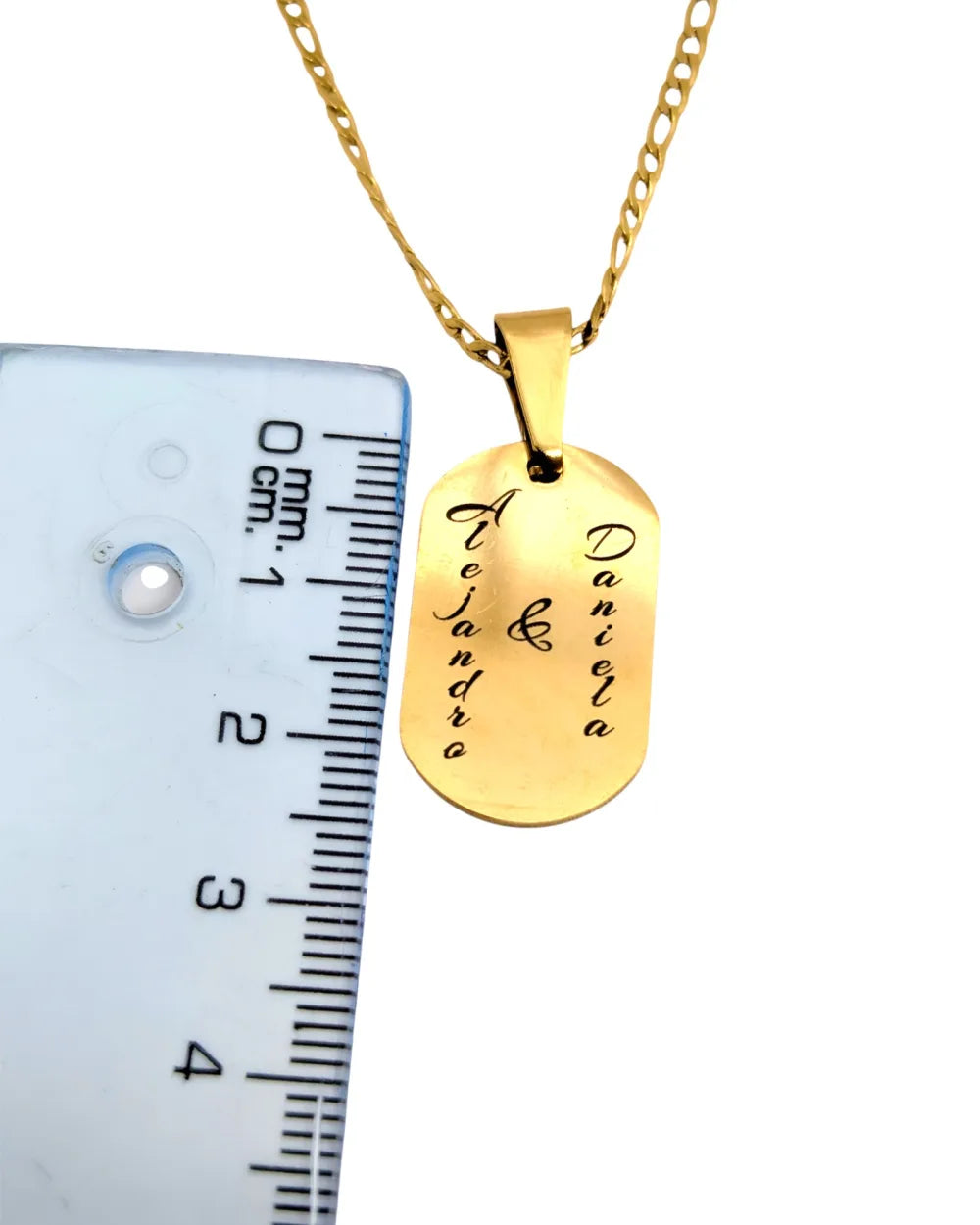 Placa Amor Grabado: Cadena con placa de acero grabada con mensaje personalizado