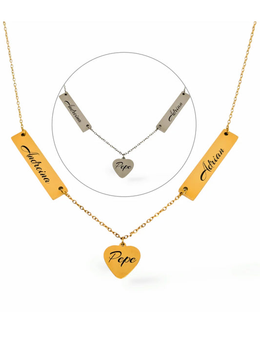 Mi Familia de Oro: Collar con placas de nombre de la familia