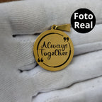 Necklace with photo in realistic format and message on the back