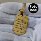 Necklace with photo in realistic format and message on the back